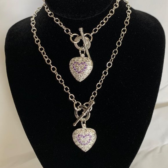 Silver Heart Necklace and Bracelet Set - Picture 4 of 11